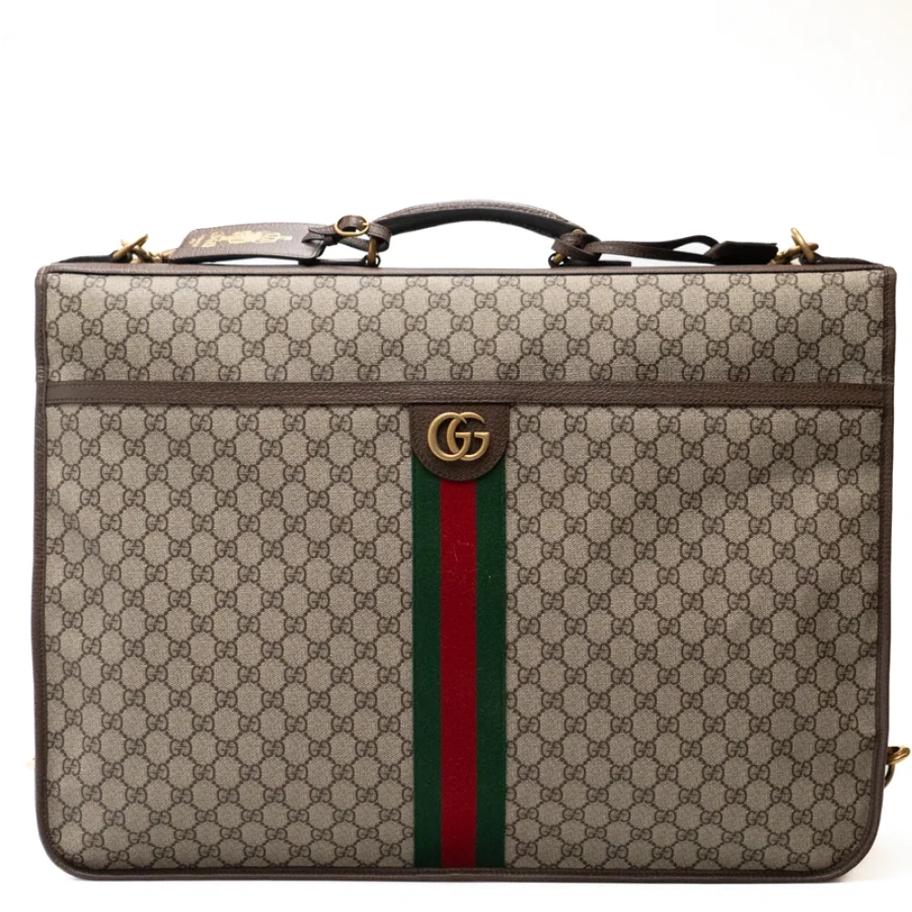 Luxury Mood_ GUCCI_ Savoy garment bag gg canvas e pelle marrone_ 008